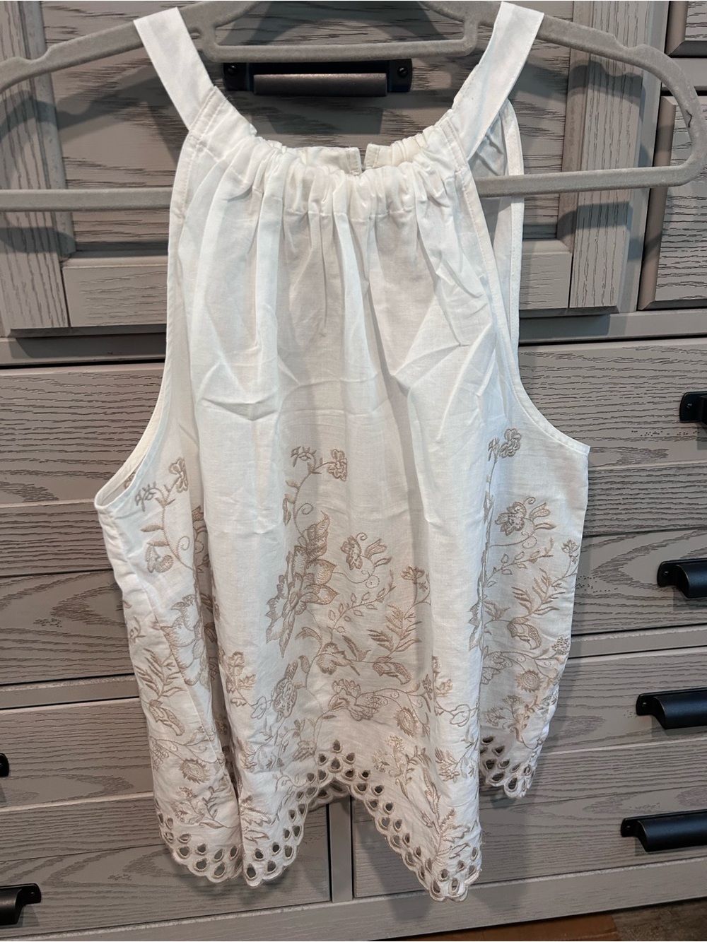 LOFT White Halter Floral Embroidered Women's Top - Picture 3 of 4